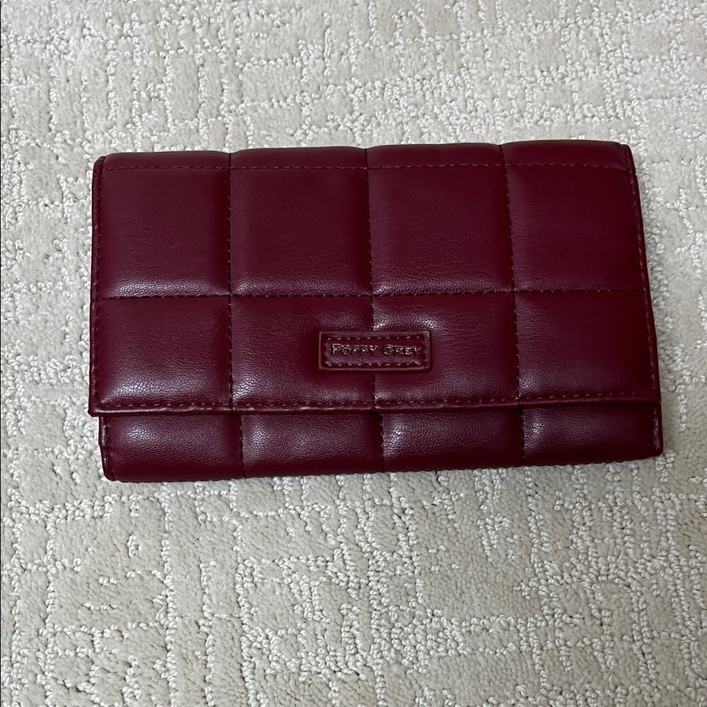 Poppy Grey Maroon Quilted Wallet